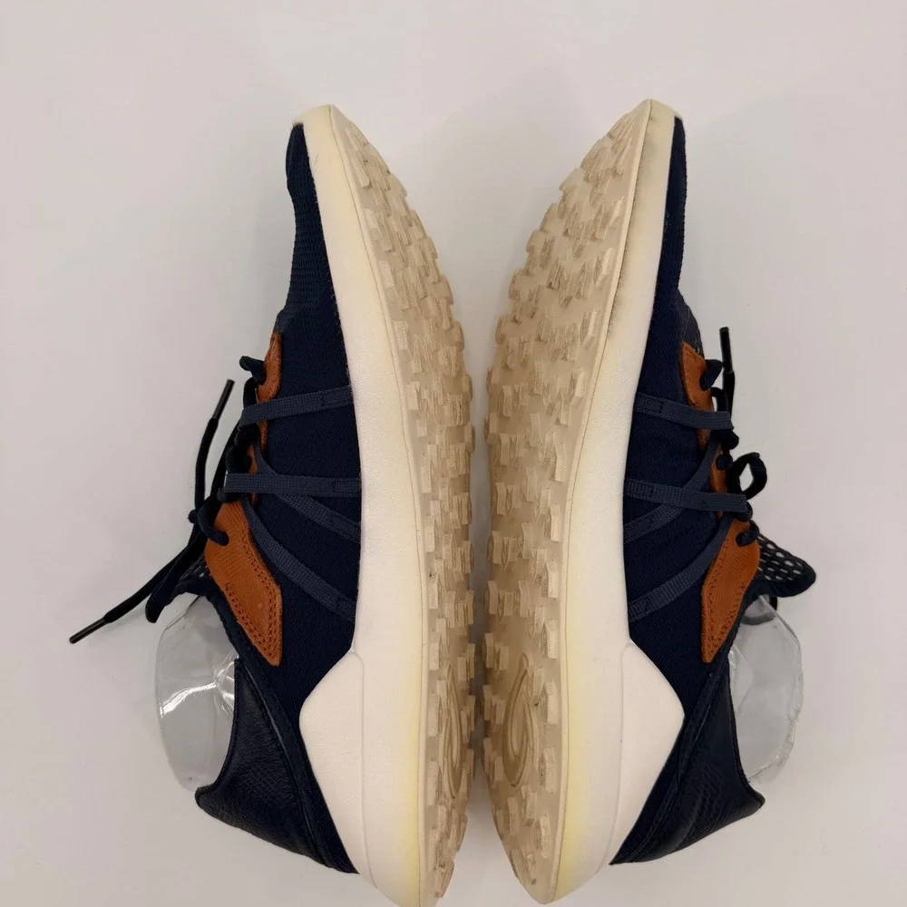 OluKai Manele Golf Shoes Mens 12 Navy Dark Wood Spikeless Sneakers 10508-DEDE